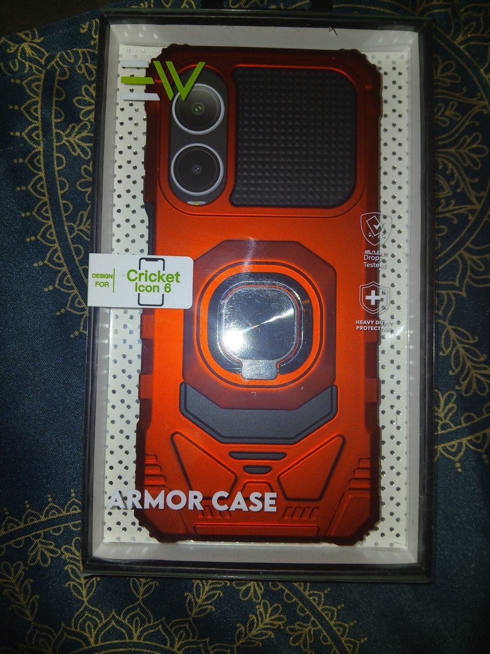 Armor Protective Case with Ring Stand for Cricket Icon 6 - Red